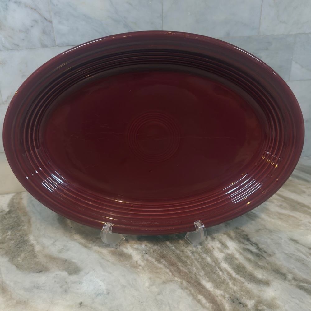 Fiesta HLC Cinnabar Maroon 11.5"×9" Oval Serving Platter Made In USA